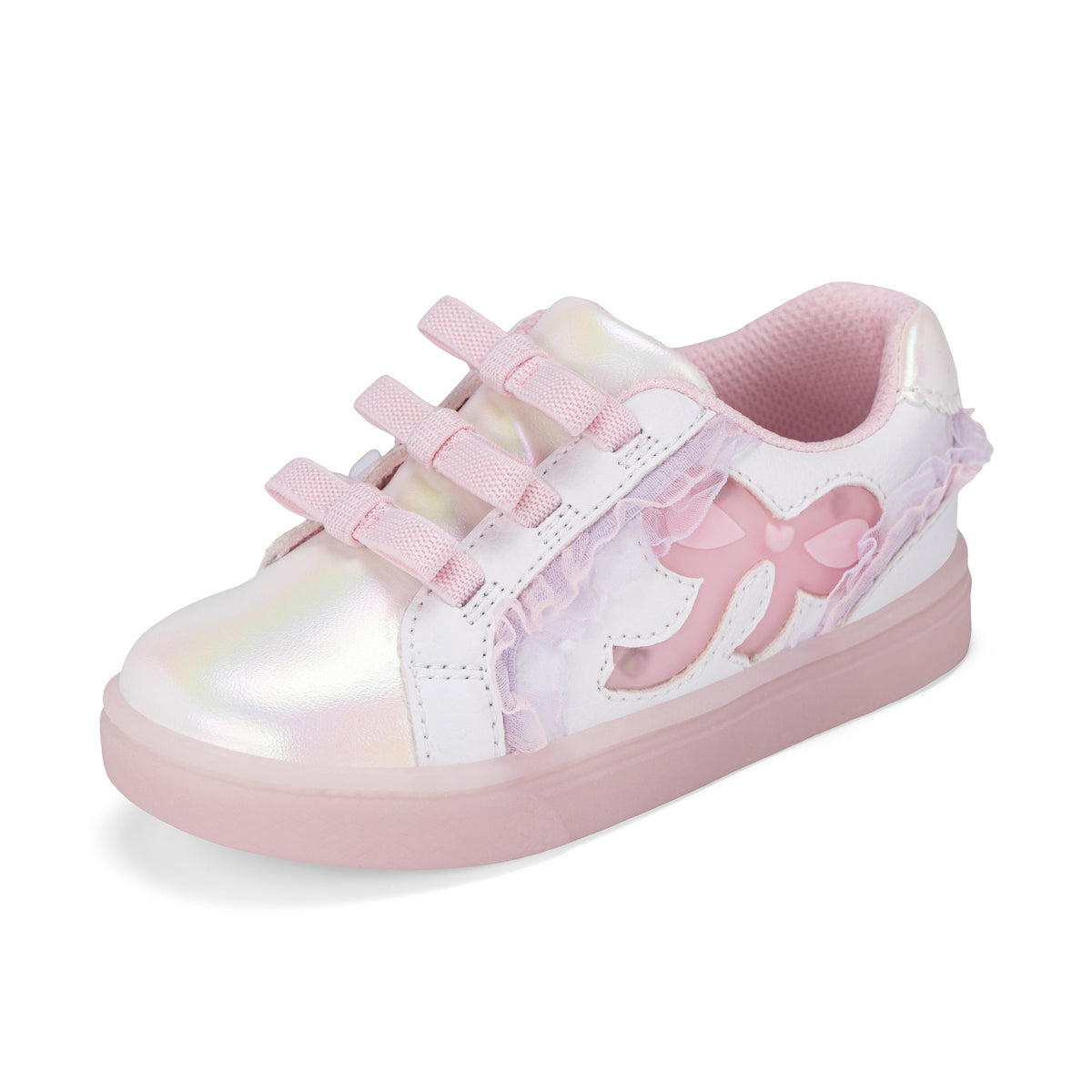 Stride Rite Lighted Bow Sneaker - Big Kid White Pink
