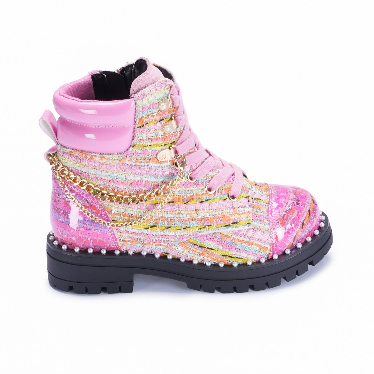 Stride Rite Mini Chelsea Combat Boot - Big Kids Pink Multi