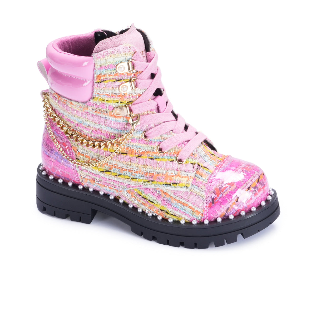 Stride Rite Mini Chelsea Combat Boot - Big Kids Pink Multi