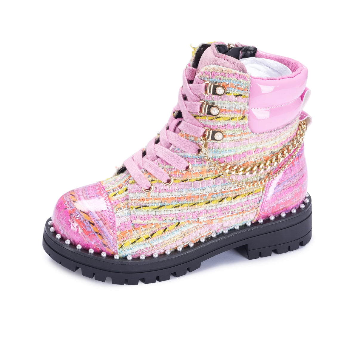 Stride Rite Mini Chelsea Combat Boot - Big Kids Pink Multi