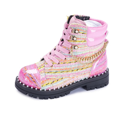 Stride Rite Mini Chelsea Combat Boot - Big Kids Pink Multi