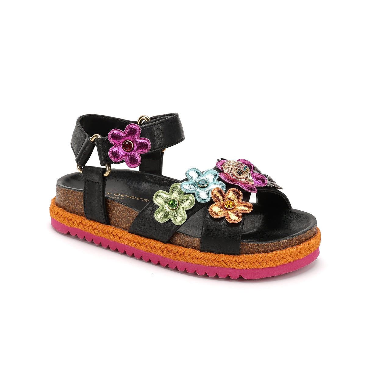 Stride Rite Mini Kensington Flower Sandal  - Big Kid Black Multi