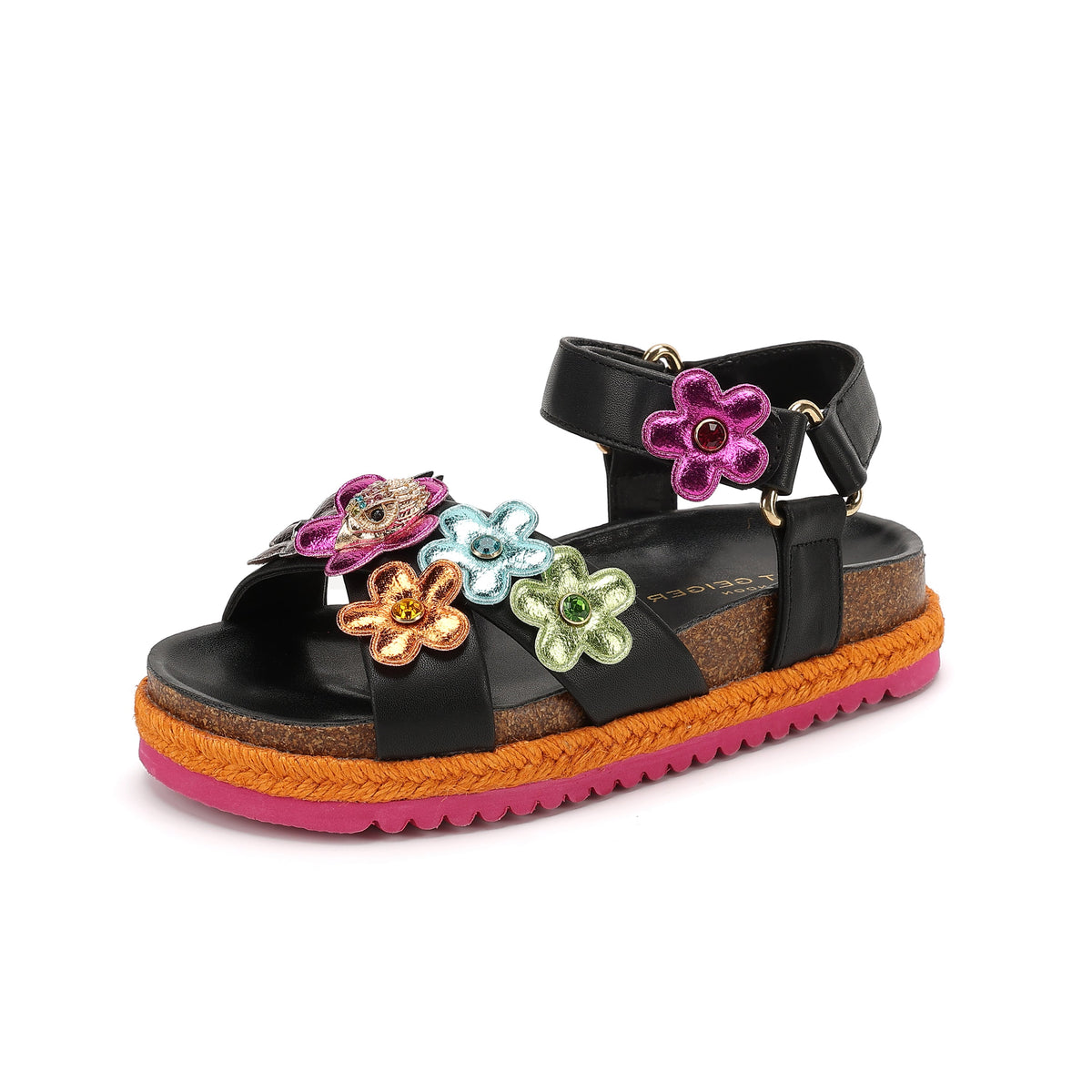 Stride Rite Mini Kensington Flower Sandal  - Big Kid Black Multi