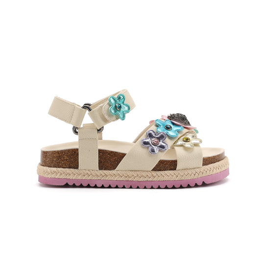 Stride Rite Mini Kensington Flower Sandal  - Big Kid Bone Multi
