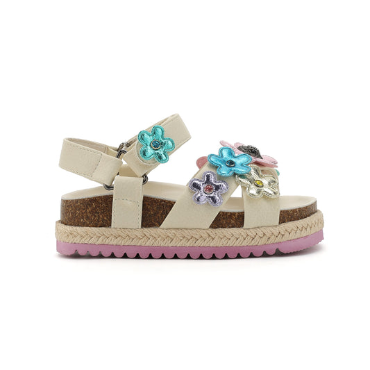 Stride Rite Mini Kensington Flower Sandal - Little Kid Bone Multi