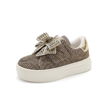 Stride Rite Mini Laney  Bow Sneaker  - Little Kid Beige