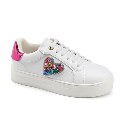 Stride Rite Mini Laney Love Heart Sneaker  - Big Kid White