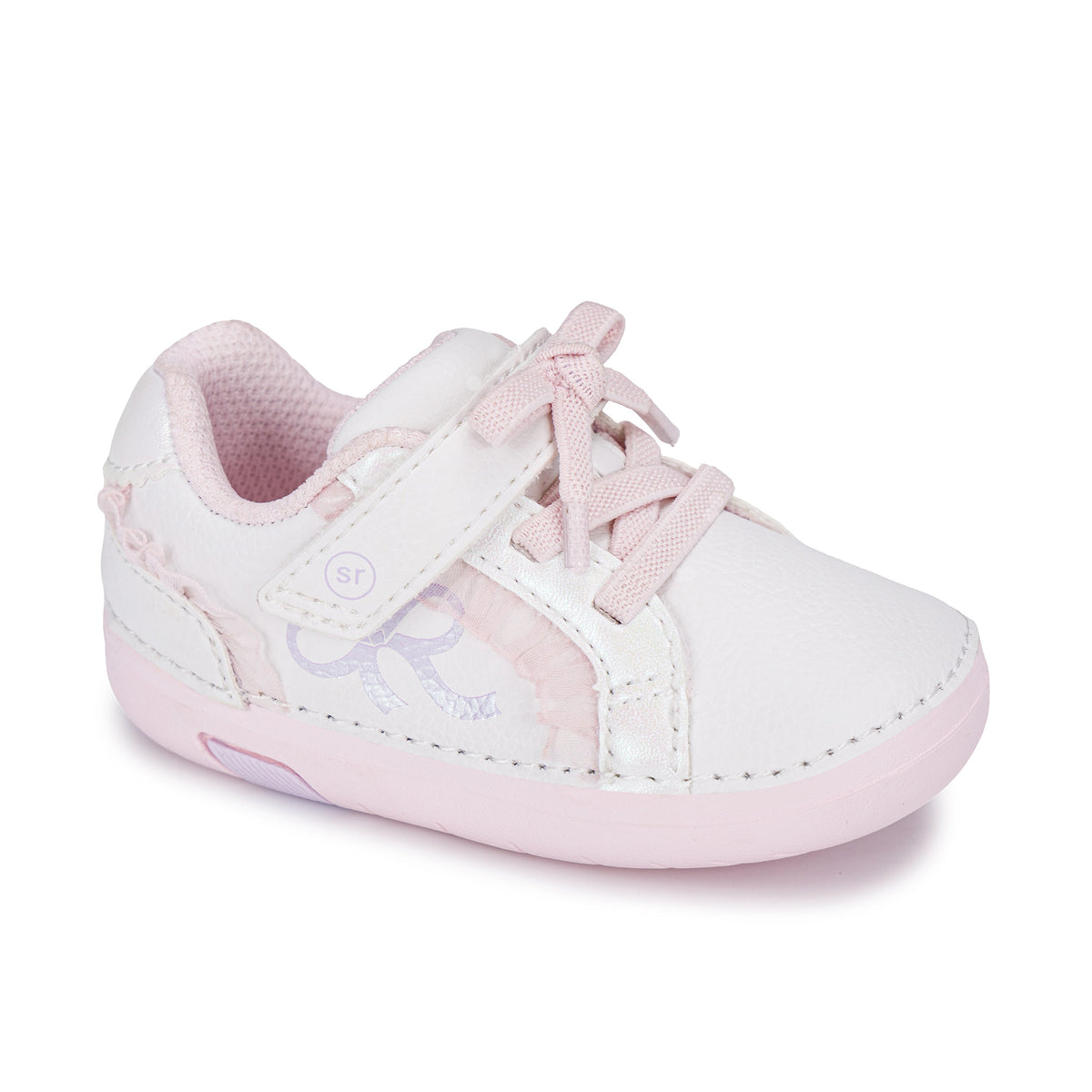 Stride Rite Glimmer Bow Mini Sneaker - Little Kid White/Pink
