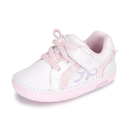 Stride Rite Glimmer Bow Mini Sneaker - Little Kid White/Pink