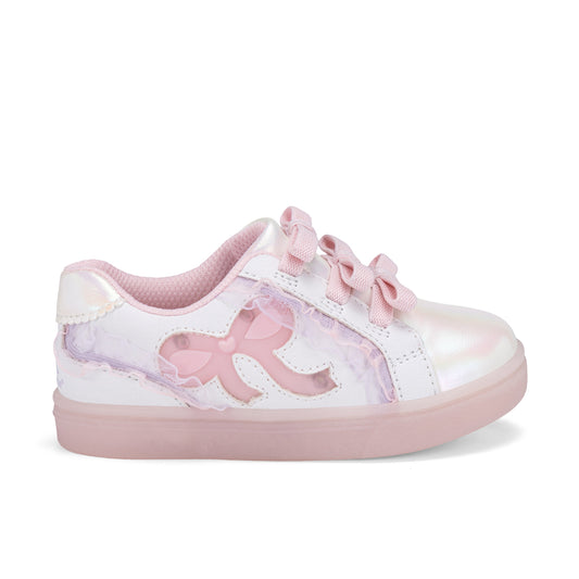 Stride Rite Lighted Bow Sneaker - Little Kid White Pink
