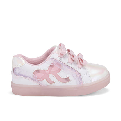 Stride Rite Lighted Bow Sneaker - Big Kid White Pink