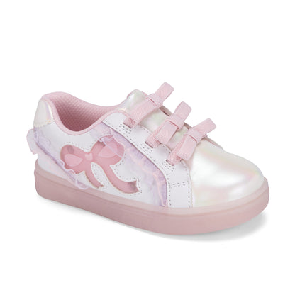 Stride Rite Lighted Bow Sneaker - Big Kid White Pink