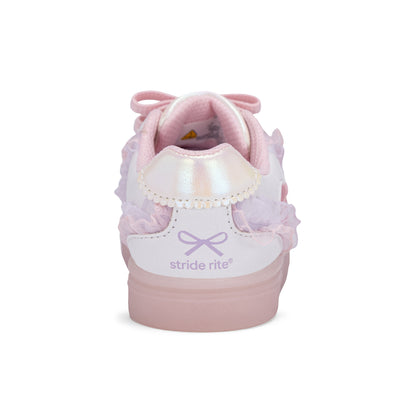 Stride Rite Lighted Bow Sneaker - Big Kid White Pink