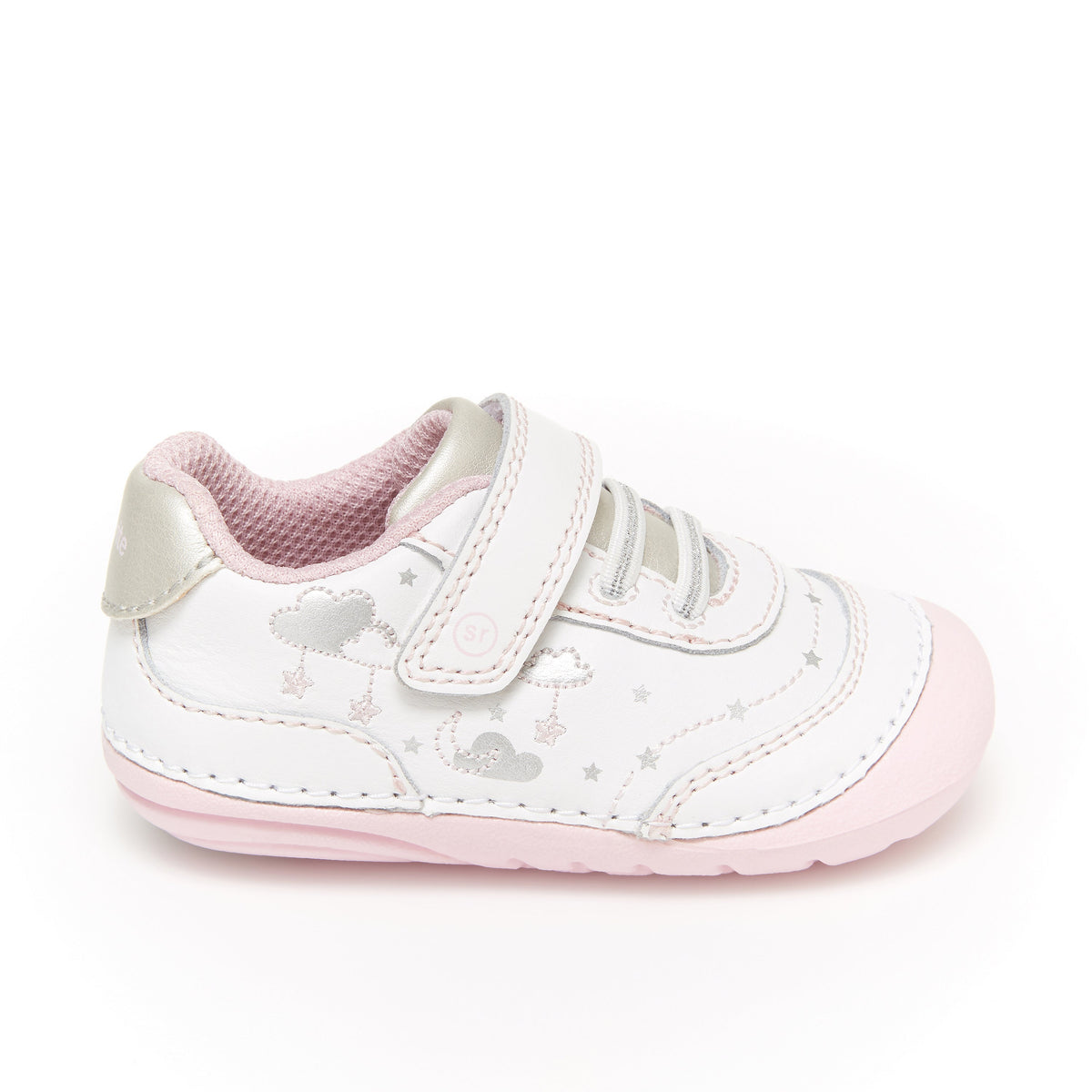 Stride Rite Adalyn Sneaker - Little Kid White/Silver